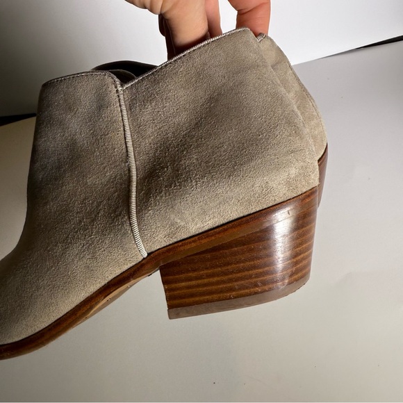 Women's Sam Edelman Size9 Tan Grey Ankle Suede Leather Boots Pre Owned - Picture 6 of 9
